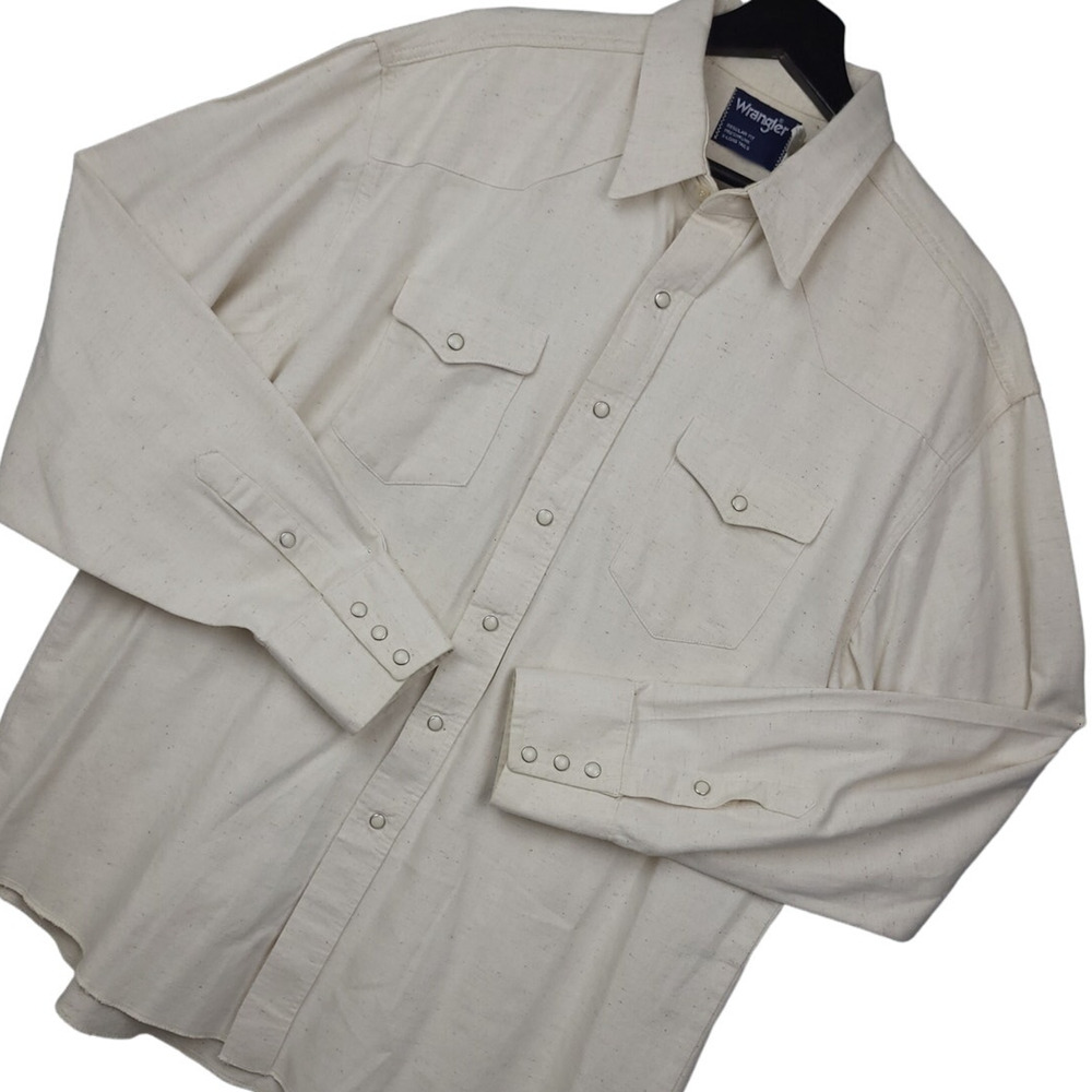 Wrangler Men's Vintage Pearl Snap Shirt XXL Long Sleeve Cotton Preshrunk Tall